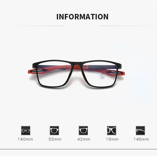 MOYOKA HD Anti-blue Light Reading Sports Eyewear TR90 Eyeglasses +1.00 +1.5 0 +2.00 +2.50 +3.00 +3.50 +4.00