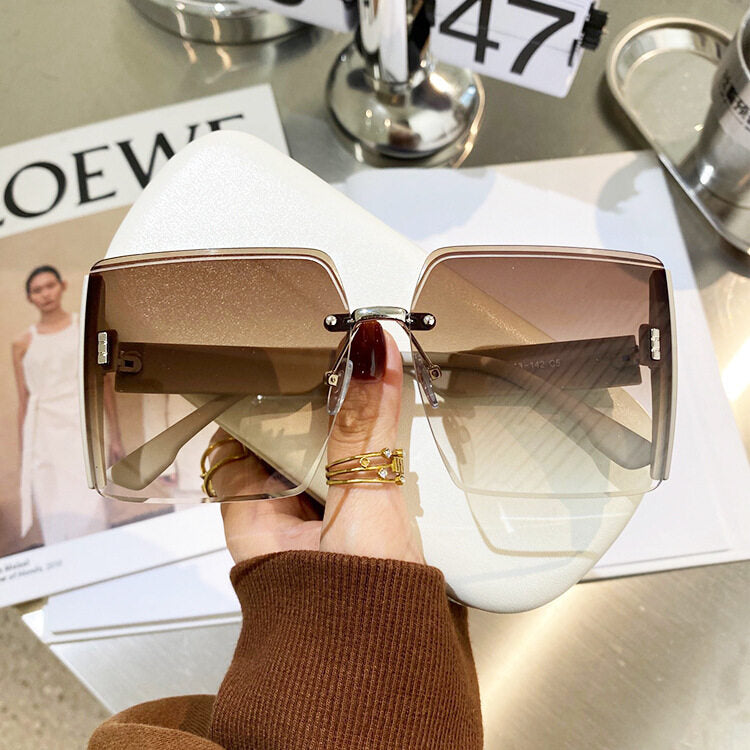 MOYOKA Rimless Sunglasses Women Oversized Vintage Shades