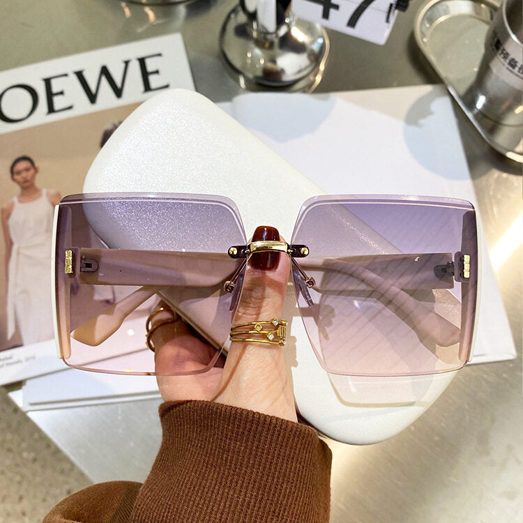 MOYOKA Rimless Sunglasses Women Oversized Vintage Shades