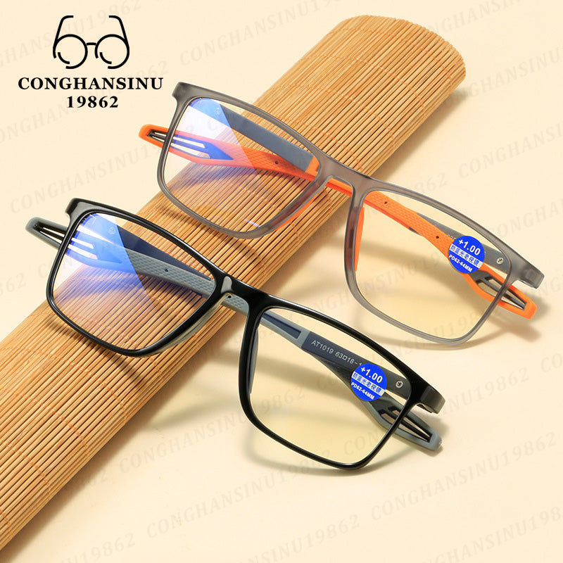 Sport Style Reading Glasses For Men Women Silicone TR90 Frame Anti Blue Light Glasses With Grade +100 To +400