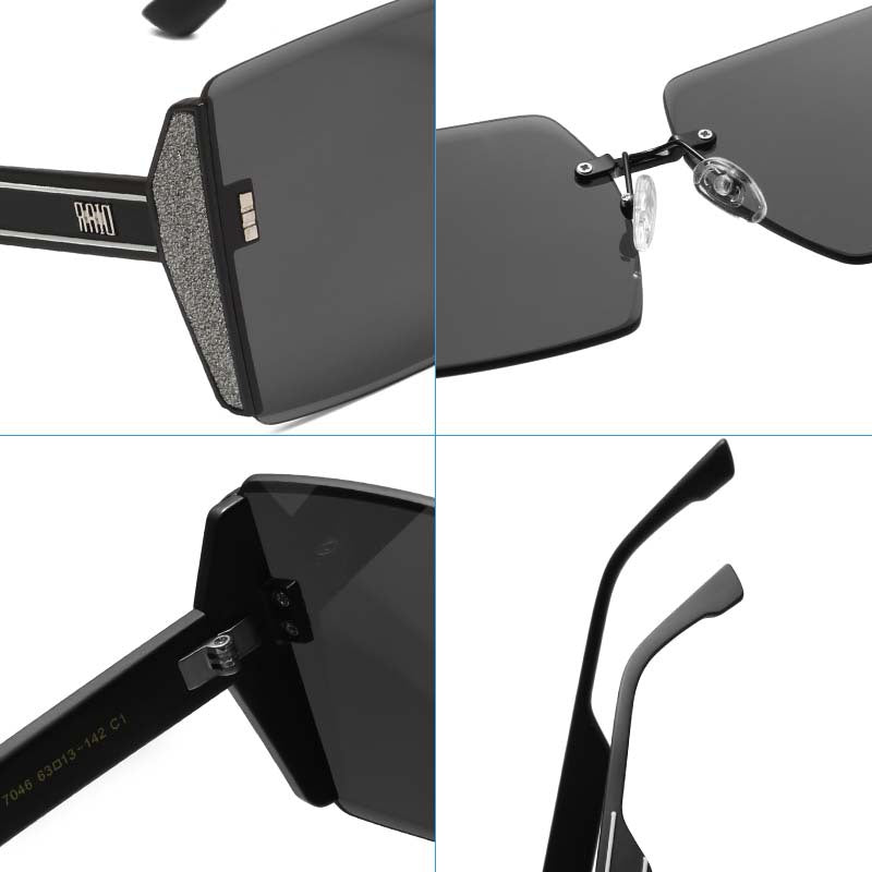 MOYOKA Rimless Sunglasses Women Oversized Vintage Shades